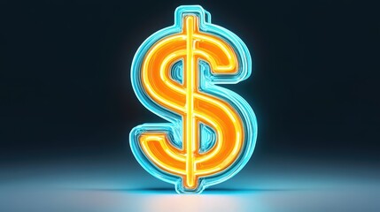 Obraz premium A vibrant neon dollar sign, glowing against a dark background, perfect for illustrating financial themes and money-related concepts.