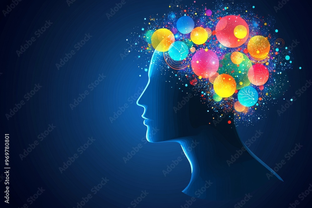 Aufkleber brain power neuroplasticity neural circuitry cognitive dissonance and virtual reality silhouette of 