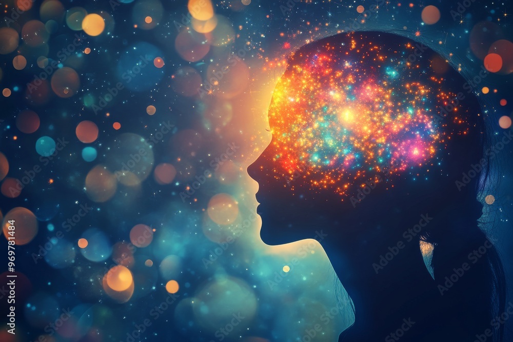 Poster augmented perception neural circuitry cognitive dissonance mental energy and digital brain glowing b