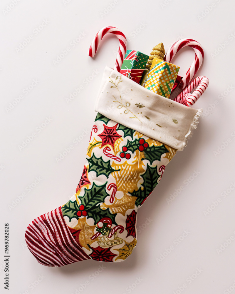 Wall mural christmas sock with gifts