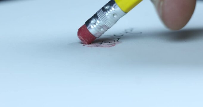 pencil and eraser, easing words on paper