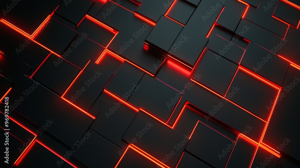 Poster abstract geometric background with glowing red lines