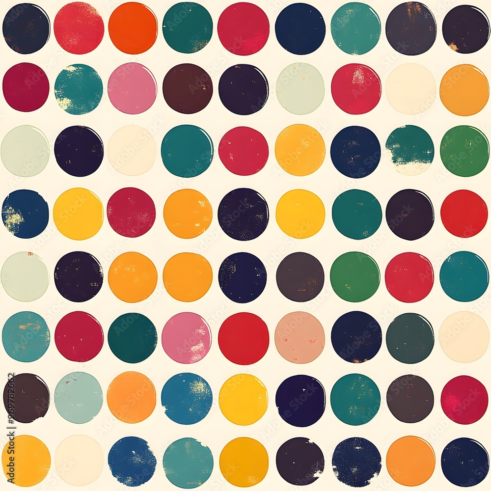 Poster 17. playful polka dot tile pattern with colorful dots in a grid