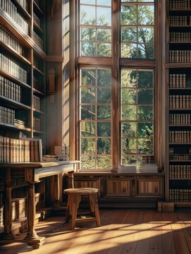 Sunlit Victorian Library