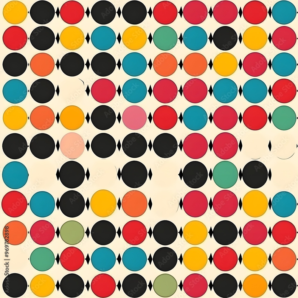 Poster 17. playful polka dot tile pattern with colorful dots in a grid