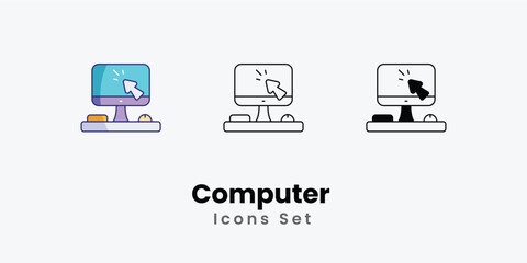 Computer Icons thin line and glyph vector icon stock illustration