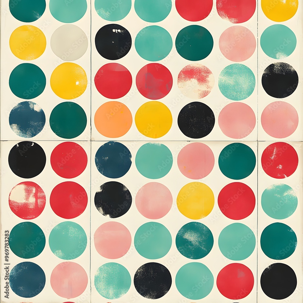 Poster 17. playful polka dot tile pattern with colorful dots in a grid