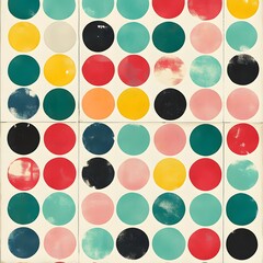 17. Playful polka dot tile pattern with colorful dots in a grid