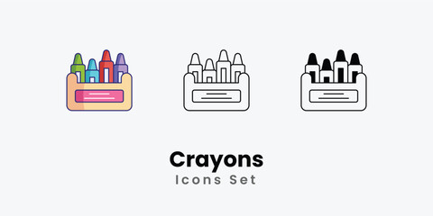 Crayons Icons thin line and glyph vector icon stock illustration