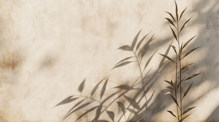 Aesthetic shadow in beige on a textured background.