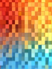 Vibrant Geometric Mosaic of Colorful Gradient Blocks and Cubes in Digital
