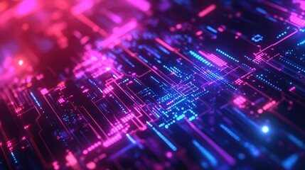 Obraz premium Abstract Futuristic Circuit Board with Glowing Lines.