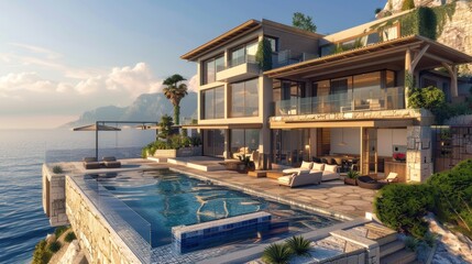 Luxurious Mediterranean Autonomous House with Infinity Pool Overlooking the Sea - Perfect for Modern Sustainable Living