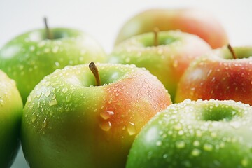 juicy apples on a clean, bright white background. The focus is on the vivid colors and detailed texture of the apples, with even lighting that highlights their freshness and