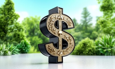 Gleaming dollar symbol artistically designed, showcasing wealth and prosperity, set against a vibrant green background.