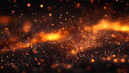 Obraz premium Dark Glitter with Floating Fire Particles in Fiery Orange Light