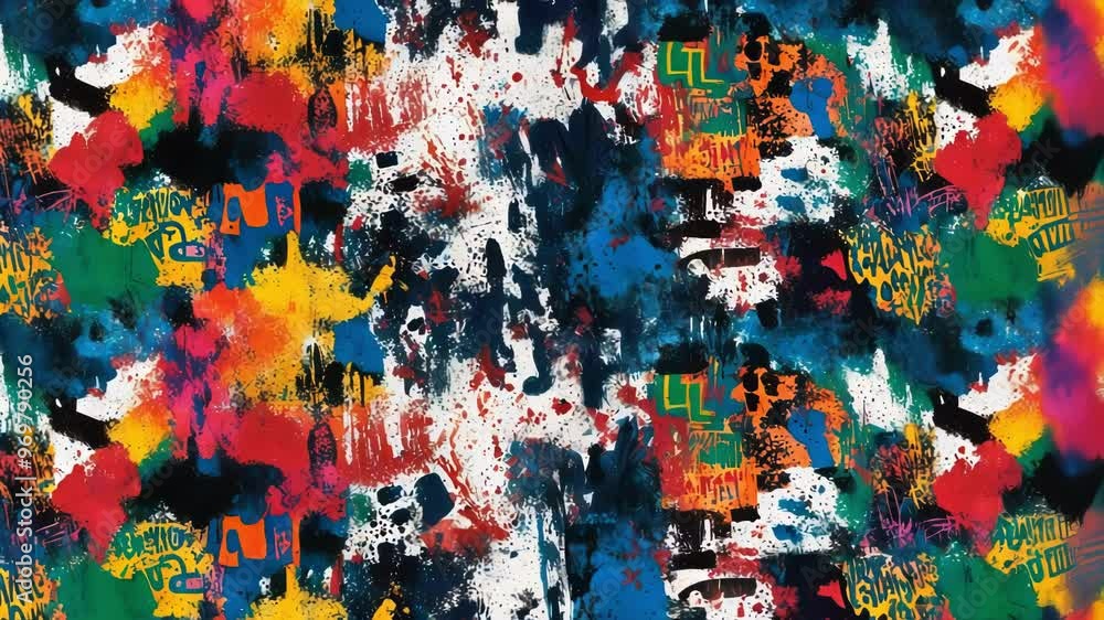 Poster a vibrant abstract design filled with bold colors and chaotic patterns, suggesting creativity and a 
