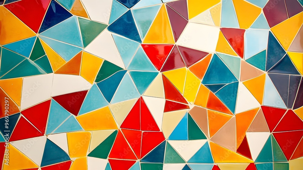 Poster 46. bright and vibrant tile design with geometric patterns in a spectrum of lively colors