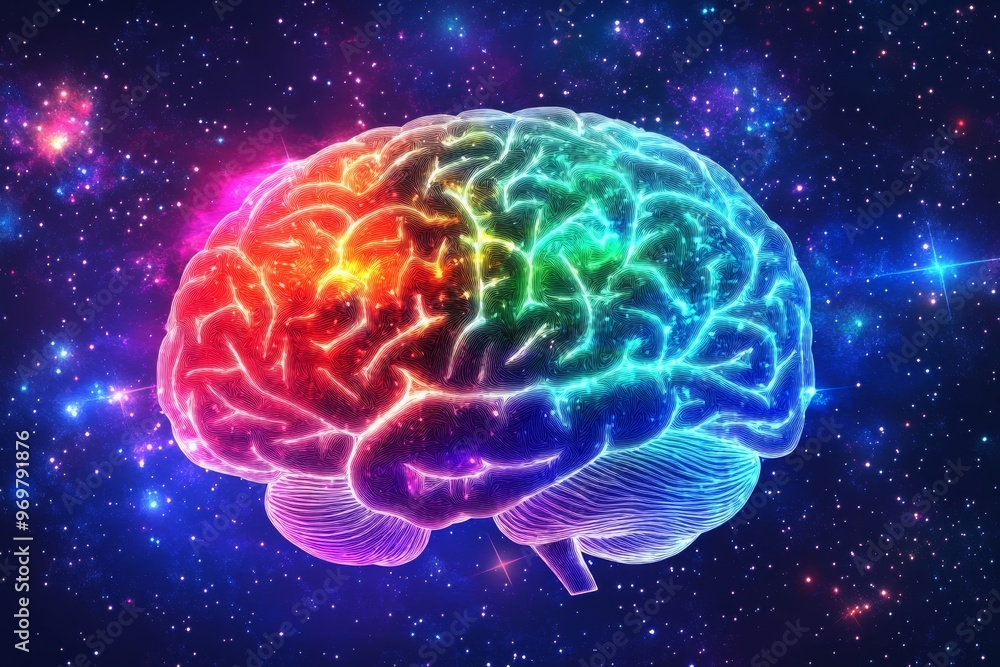 Poster neuroprosthetics temporal lobe neurofeedback synapse and neuroprosthetics abstract glowing brain wit