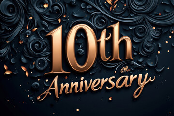 Text word 10th Anniversary illustration sign announcement celebration party