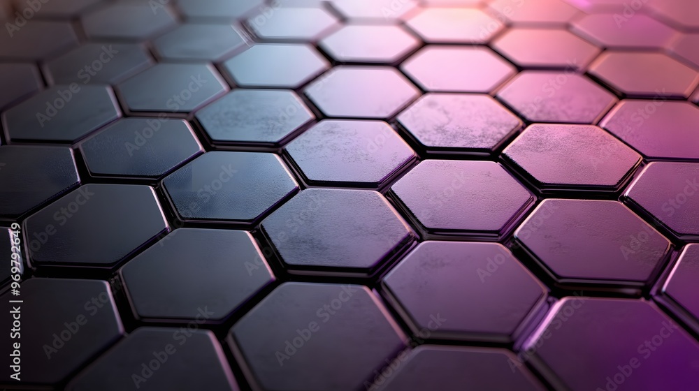 Poster 37. contemporary hexagonal tile design with gradient colors transitioning from dark to light