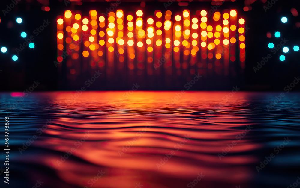 Aufkleber a mesmerizing abstract scene featuring colorful lights and shimmering water reflections, creating a 