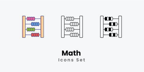 Math Icons thin line and glyph vector icon stock illustration