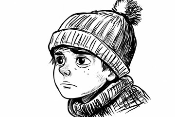Cozy winter hat coloring page for adults, detailed and stylish design.  