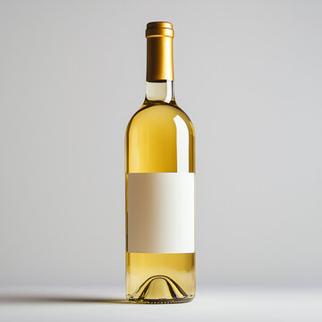 3w a premuim looking white wine bottle on a white background