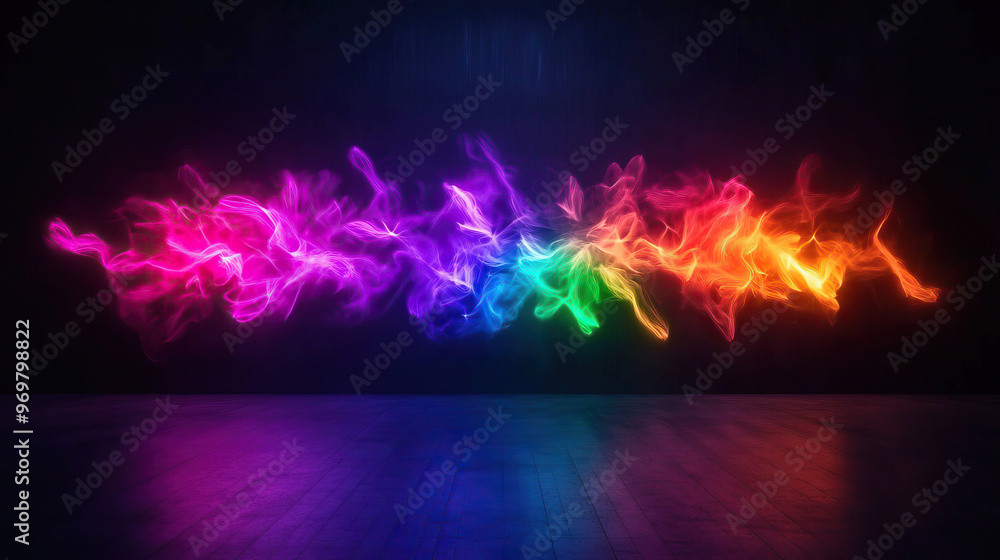 Aufkleber vibrant abstract colorful smoke wave design with a dark background, creating a mystical and artistic
