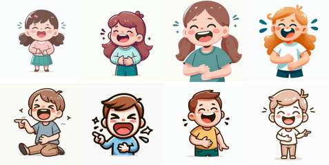 collection of vectors of children laughing out loud