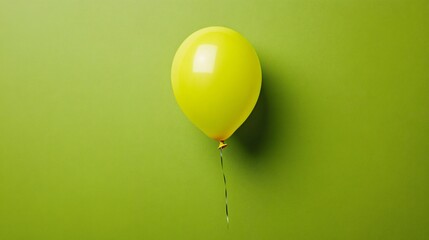 A single bright yellow balloon floating on a bold lime green background, radiating happiness and minimalist design