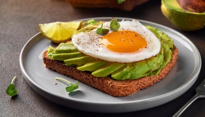 Healthy Breakfast Toast With Avocado, Egg. Generated image