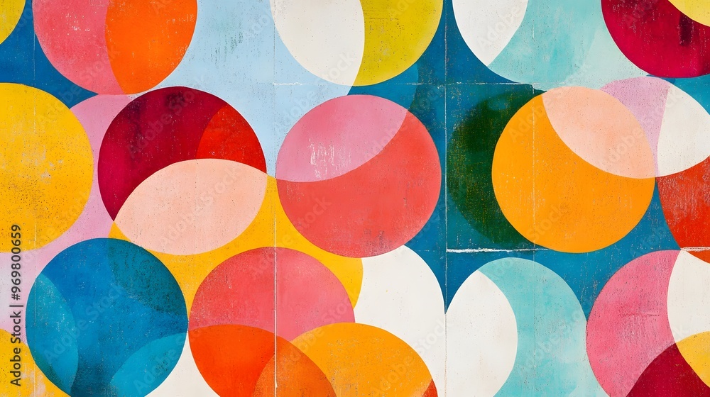 Poster 28. fresh and modern tile pattern with overlapping circles in vibrant, contrasting colors