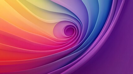 Obraz premium Minimalist rainbow swirl on a vibrant purple background, with soft, cheerful gradients and simple, playful lines