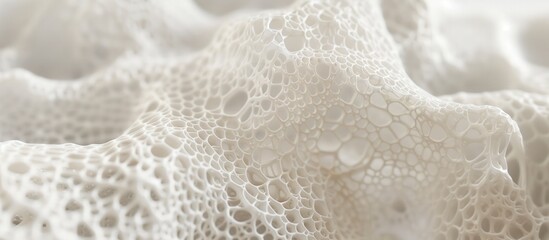 Macro shot of intricate white porous structure. natural formations, organic patterns, detailed texture