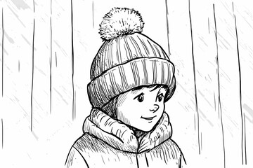 Cozy winter hat coloring page for adults, detailed and stylish design.  