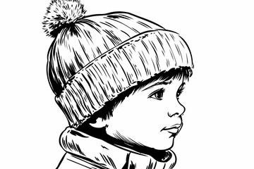 Cozy winter hat coloring page for adults, detailed and stylish design.  