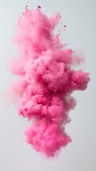 Fototapeta premium Pink powder explosion on white background