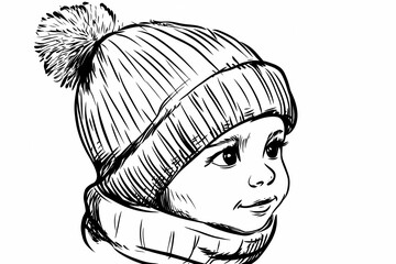 Cozy winter hat coloring page for adults, detailed and stylish design.  