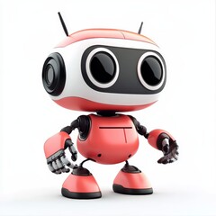 Colored cute and funny 3d robot modern style isolated on white background. Cartoon style character.
