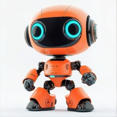 Colored cute and funny 3d robot modern style isolated on white background. Cartoon style character.
