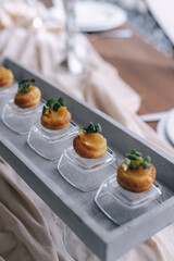 Elegant Miniature Savory Pastries on Tray