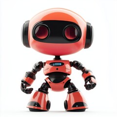 Fototapeta premium Colored cute and funny 3d robot modern style isolated on white background. Cartoon style character. 