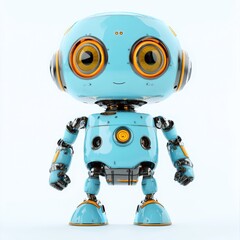 Naklejka premium Colored cute and funny 3d robot modern style isolated on white background. Cartoon style character. 