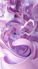 A purple background with many pink notes scattered around