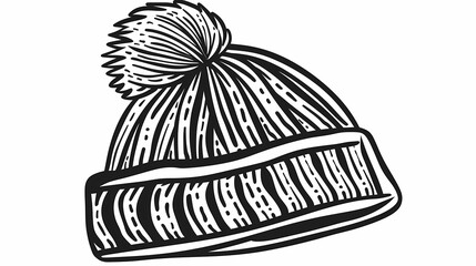 Cozy winter hat coloring page for adults, detailed and stylish design.  