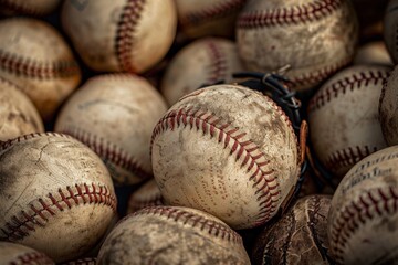 Close-up of pitcher's mound with baseball glove and ball, game preparation, sports equipment, baseball essentials. Beautiful simple AI generated image