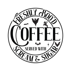 Freshly bood's coffee served with scream and sugar