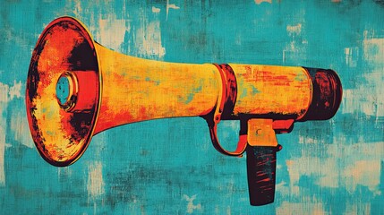Bullhorn image flat design top view vintage theme water color Split-complementary color scheme